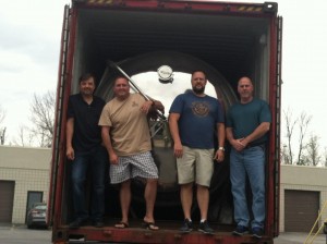 Tom, Shawn, Rob, and Todd overseeing the delivery