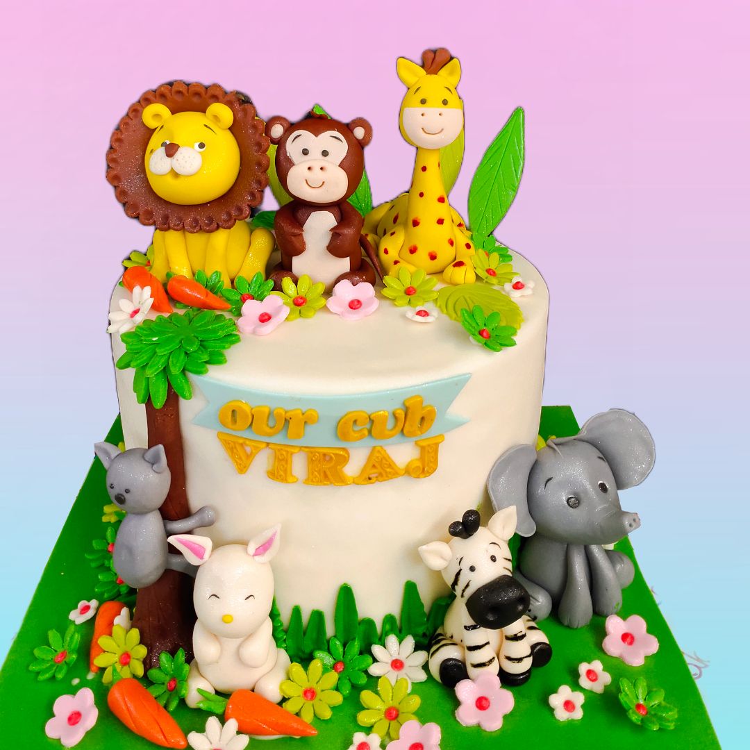 8 animals cake cute first birthday cake kids birthday cake 1