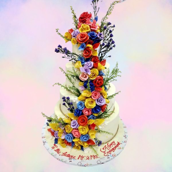 Colorful Floral Wedding Cake 4