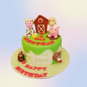CUTE FARM ANIMALS BIRTHDAY THEME CAKE