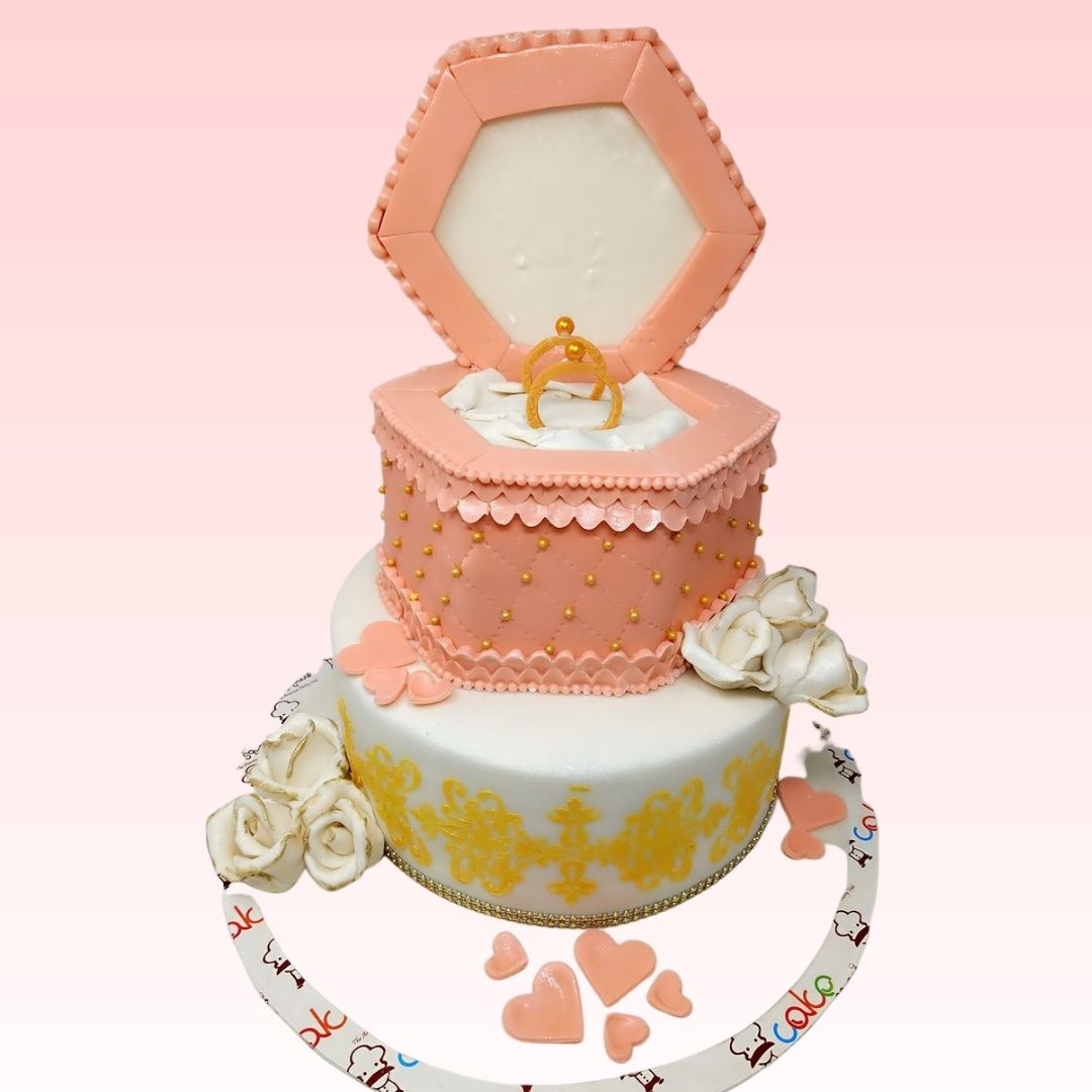 Two Tier Ring Ceremony Theme Designer Cake - Avon Bakers