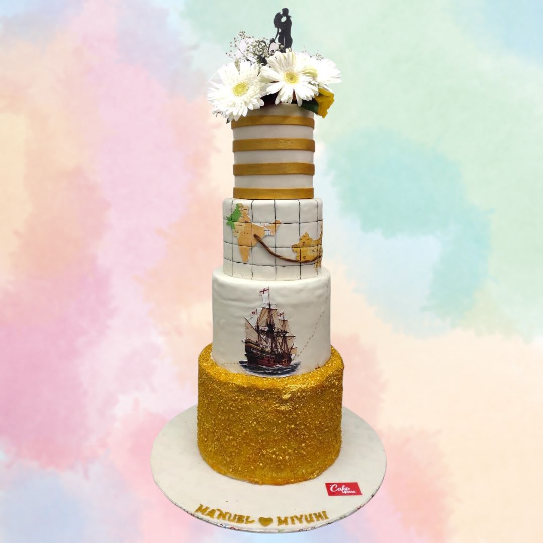Golden Theme Wedding Cake