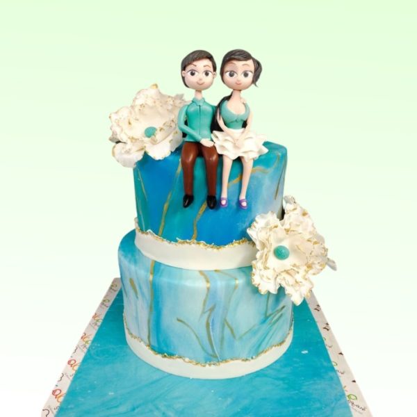 Modern Couple In Marble Cake