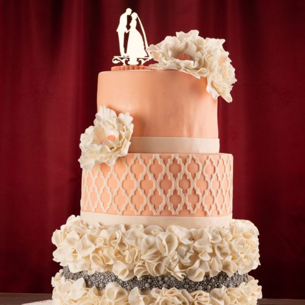 Pearl White Blossom Wedding Cake