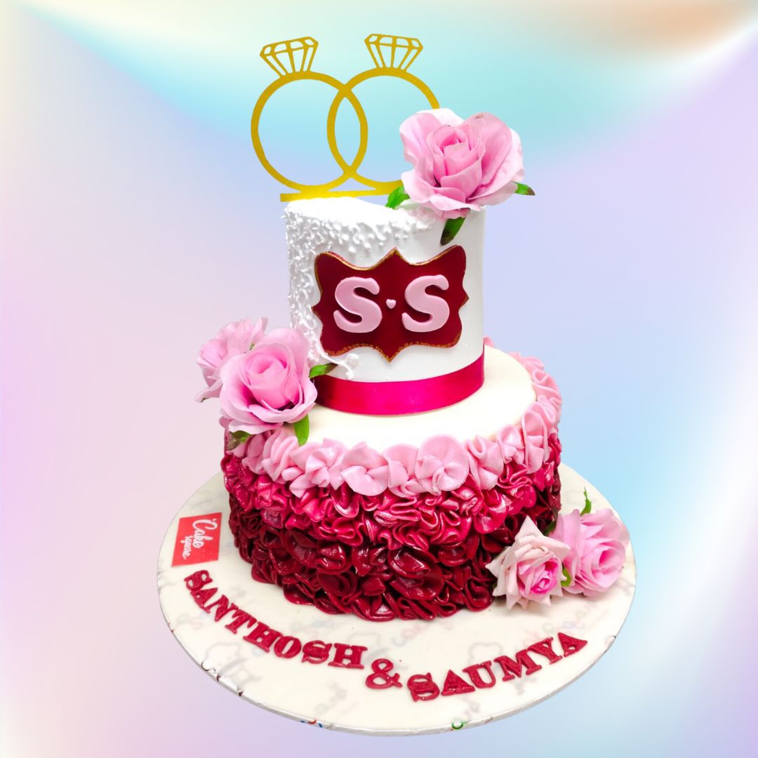 Ruffle Wedding Cake In Pink