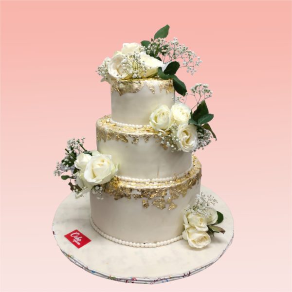 White And Gold Theme Wedding Cake/ Engagement Cake 63