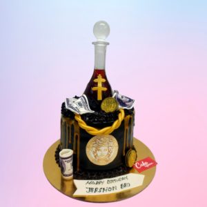 Wine And Money Adult Theme Cake