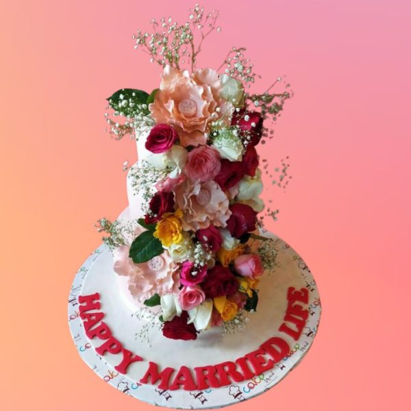 Full Of Flowers Wedding Theme Cake