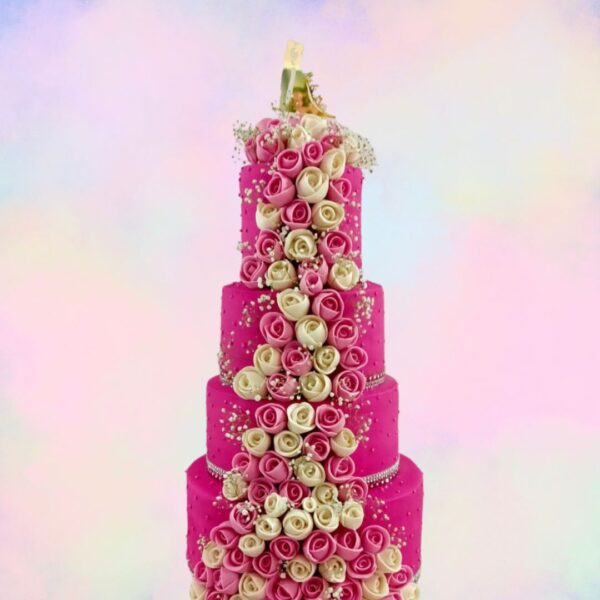 PINK-FLORAL-4-TIER-WEDDING-CAKE