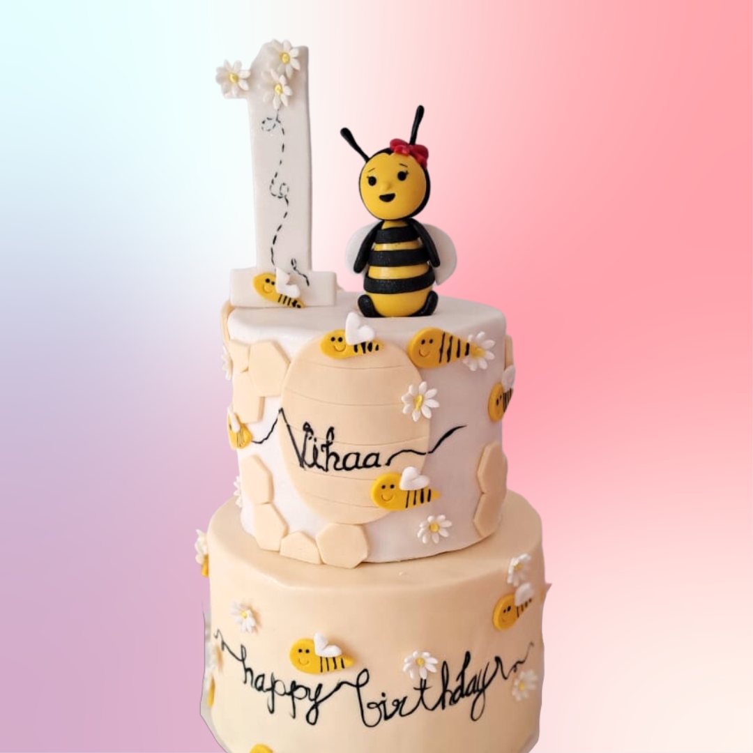 Hap-bee birthday cake - Decorated Cake by Lori Mahoney - CakesDecor